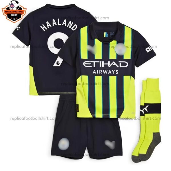 Manchester City Away Kid Replica Football Kit 24/25 HAALAND 9 Printed