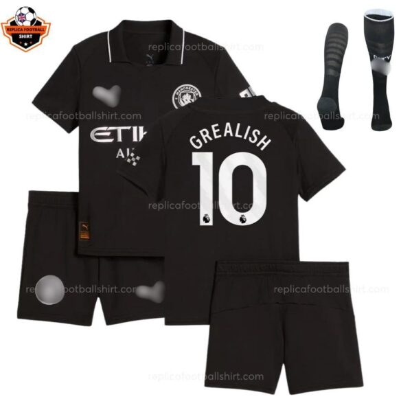 Manchester City Away Kid Replica Football Kit 25/26 GREALISH 10 Printed