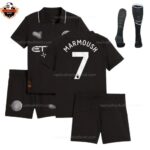 Manchester City Away Kid Replica Football Kit 25/26 Marmoush 7 Printed