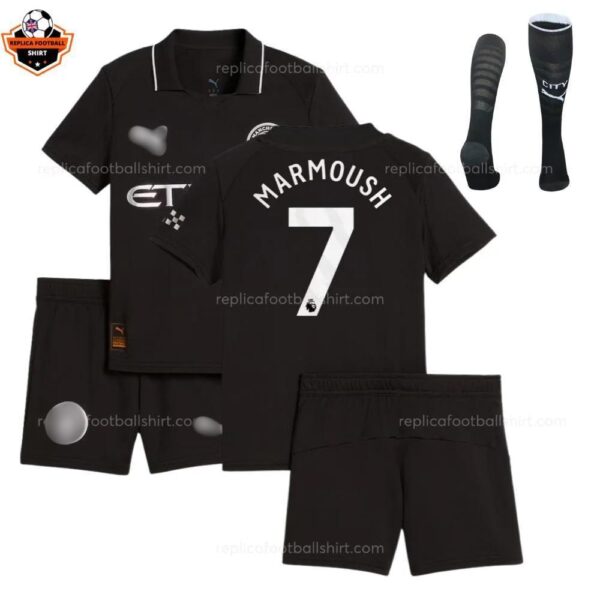 Manchester City Away Kid Replica Football Kit 25/26 Marmoush 7 Printed