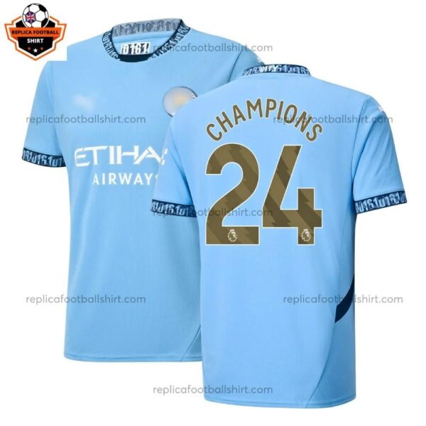 Manchester City CHAMPIONS 24 Home Men Replica Football Shirt 2024/25