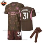 Manchester City Goalkeeper Coffee For Men and Kid Replica Football Kit 2024/25 EDERSON M. 31 Printed