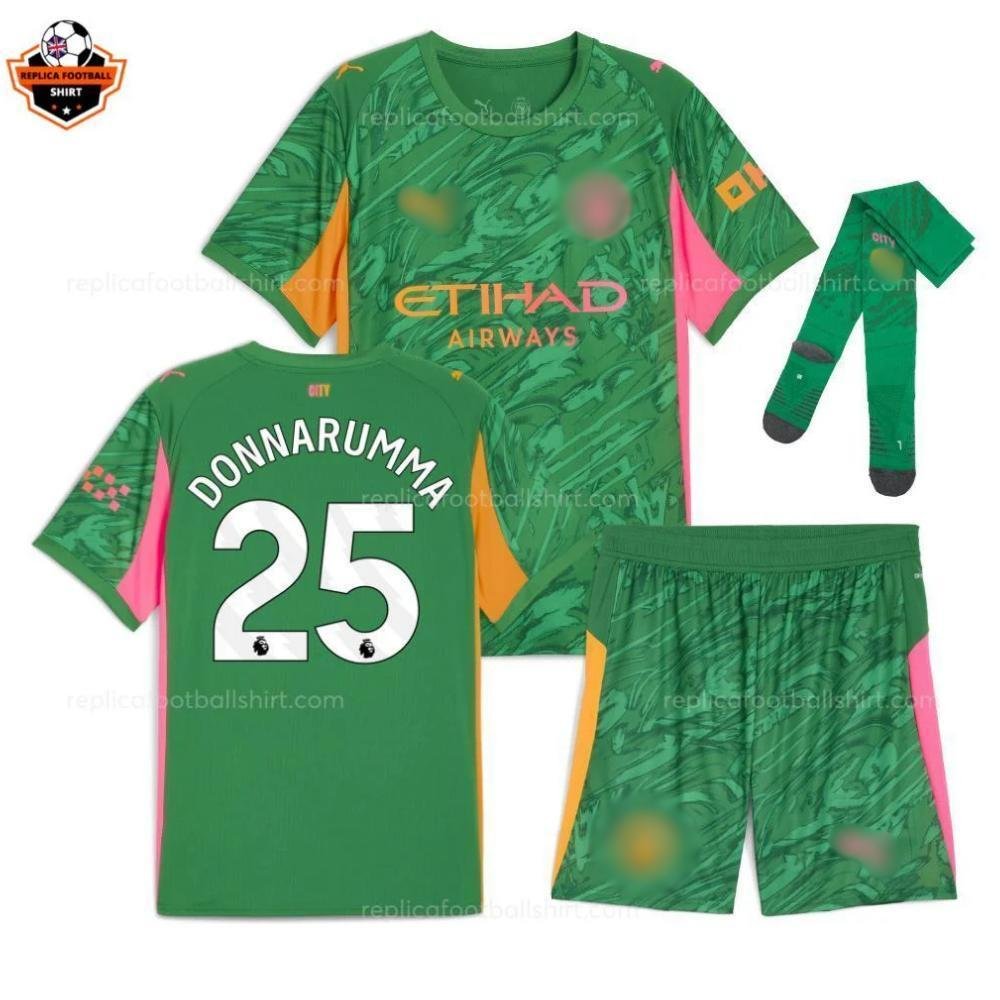 RFS Blur Manchester City Green Goalkeeper Kid Replica Football Kit 2025_26 DONNARUMMA 25 Printed