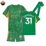 Manchester City Green Goalkeeper Kid Replica Football Kit 2025/26 EDERSON M. 31 Printed