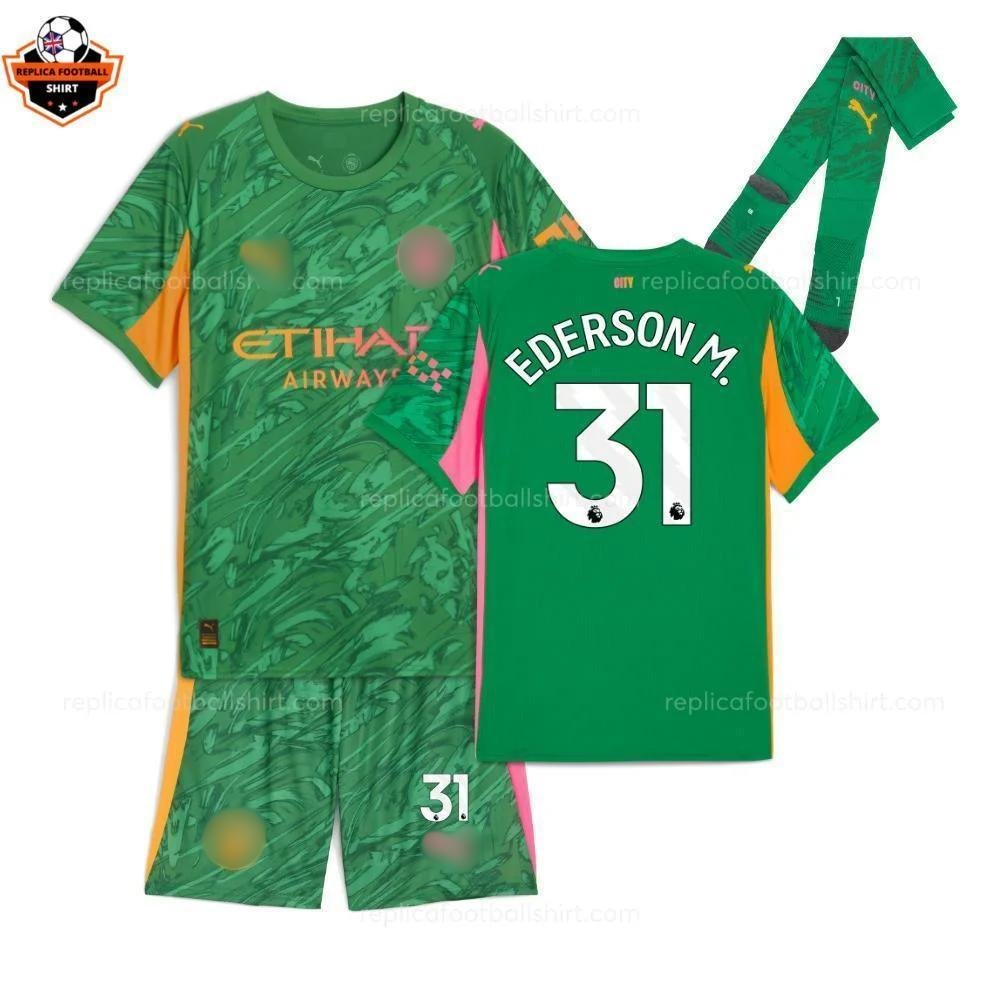RFS Blur Manchester City Green Goalkeeper Kid Replica Football Kit 2025_26 EDERSON M. 31