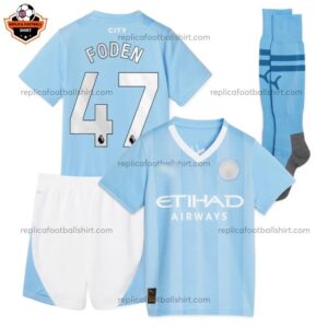 Manchester City Home Kid Replica Football Kit 23/24 FODEN 47