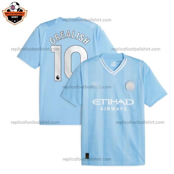 Manchester City Home Men Replica Football Shirt 23/24 GREALISH 10 Printed