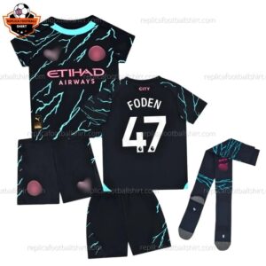 Manchester City Third Kid Replica Football Kit 23/24 FODEN 47 Printed