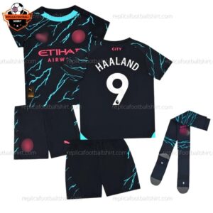 Manchester City Third Kid Replica Football Kit 23/24 HAALAND 9 Printed