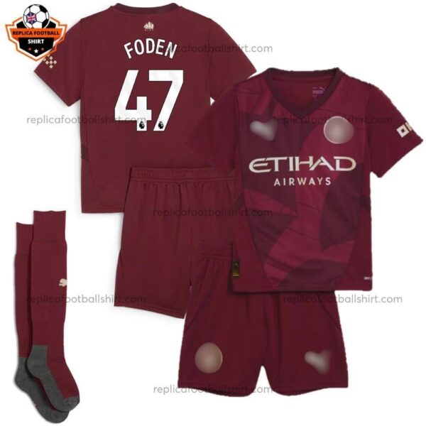 Manchester City Third Kid Replica Football Kit 24/25 FODEN 47 Printed