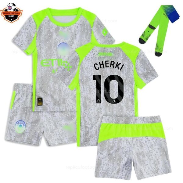 Manchester City Third Kid Replica Football Kit 25/26 CHERKI 10 Printed