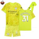 Manchester City Yellow Goalkeeper Kid Replica Football Kit 2025/26 EDERSON M. 31 Printed