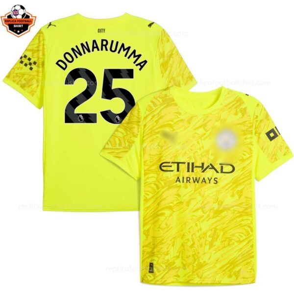 Manchester City Yellow Goalkeeper Men Replica Football Shirt 2025/26 DONNARUMMA 25 Printed