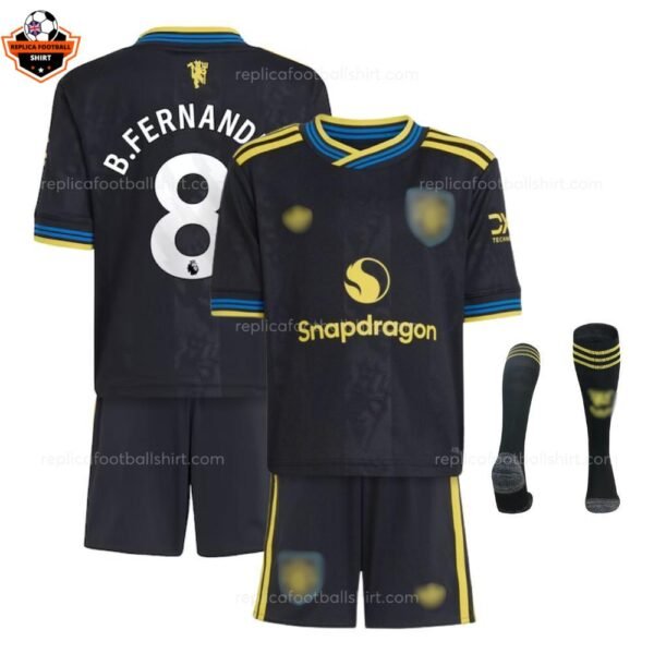 RFS Manchester United B.FERNANDES 8 Third Kid Replica Football Kit 25_26 - with socks