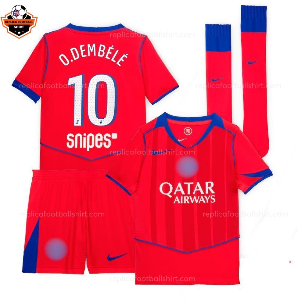 RFS PSG O.DEMBÉLÉ 10 Third Kids Football Kit 25_26-over view with socks