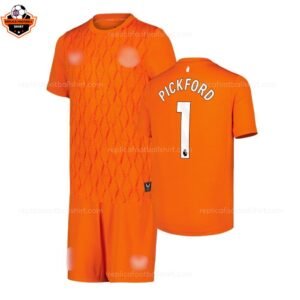 Everton PICKFORD 1 Orange Goalkeeper Kid Replica Football Kit 2025-26 (2)
