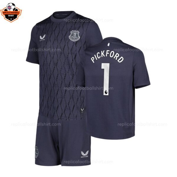 RFS Everton PICKFORD 1 Goalkeeper Black 25 26 Kids Football Kit_anonymized