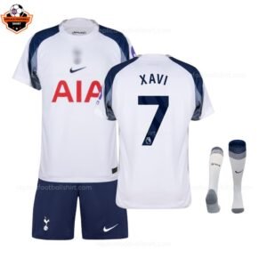 RFS Tottenham Hotspur Home Kids Football Kit 25_26 - XAVI 7 - over view with socks