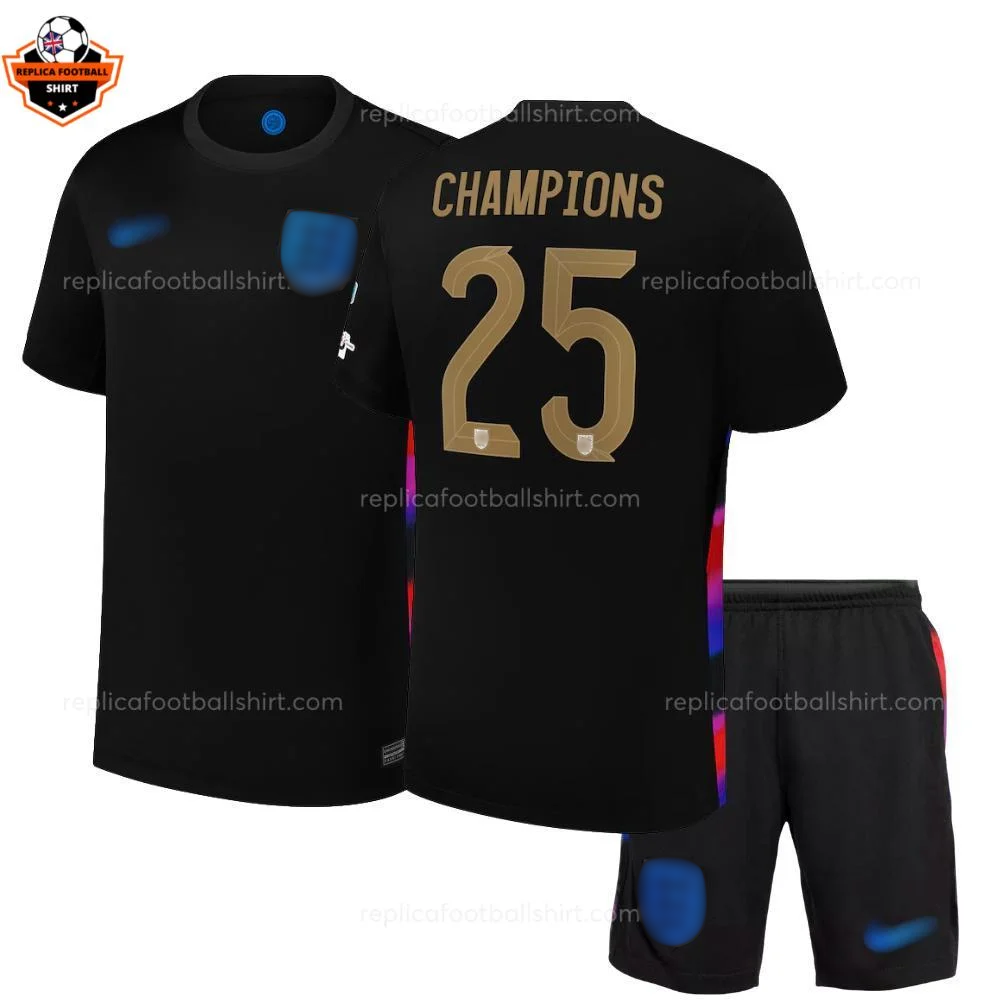 England Lionesses Away CHAMPIONS 25 for Men and Kid Replica Football Kit 2025/26 Printed - Over view - Blur