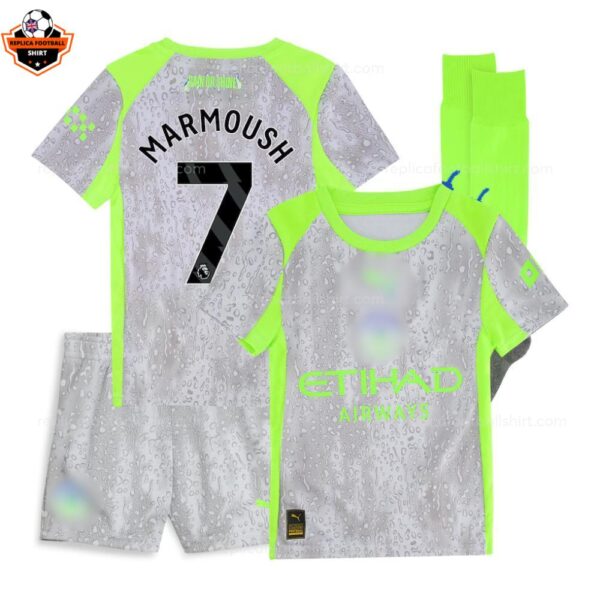 Manchester City Third Kid Replica Football Kit 25/26 Marmoush 7 Printed