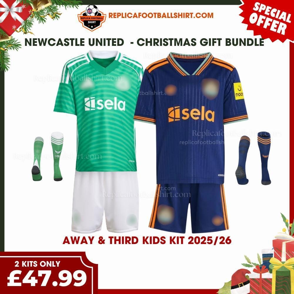 Newcastle FC 2025-26 Christmas Gift Bundle – Away & Third Replica Football Kit
