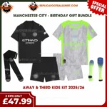Manchester City 2025/26 Gift Bundle – Away and Third Fan-Version Kids Football Kits (With Socks)
