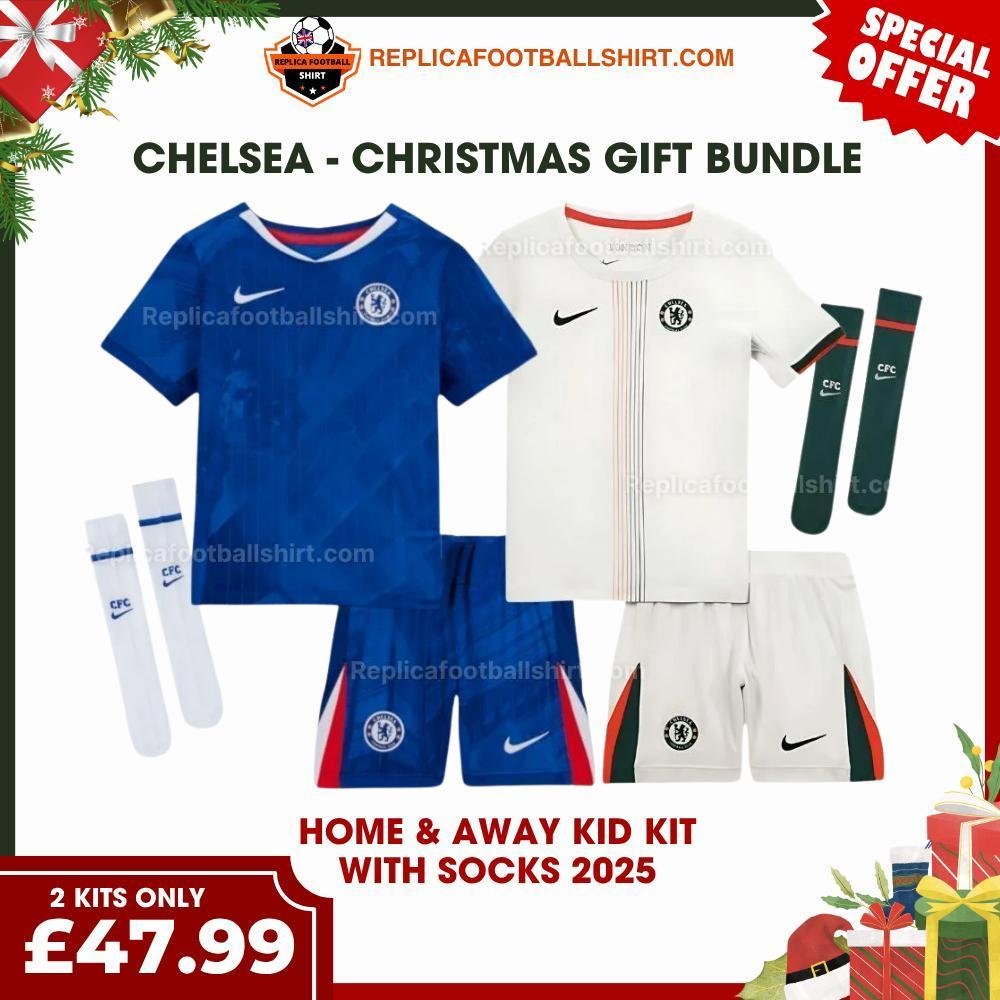 RFS Chelsea FC 2025_26 Christmas Gift Bundle – Home & Away Replica Football Kit
