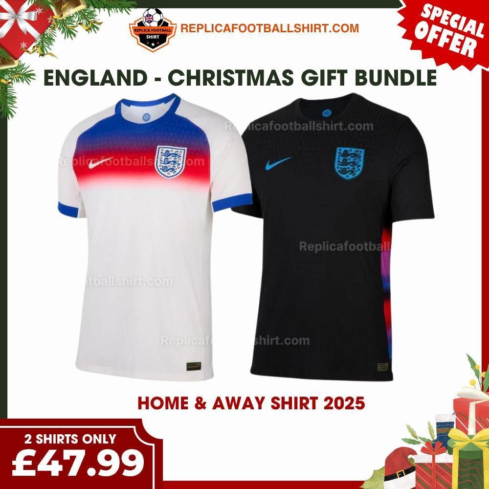 RFS England FC 2025_26 Christmas Gift Bundle – Home & Away Replica Football Shirt