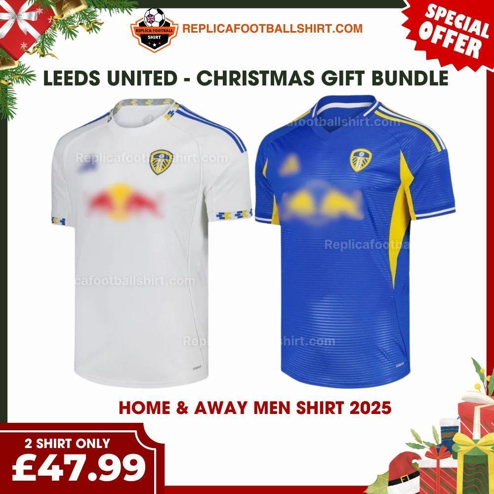RFS Leeds United FC 2025_26 Christmas Gift Bundle – Home & Away Replica Football Kit