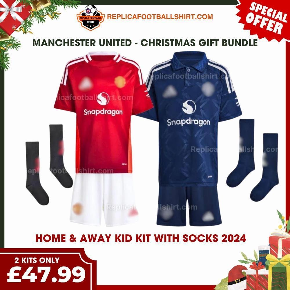 RFS Manchester United FC 2024_25 Christmas Gift Bundle – Home & Away Replica Football Kit