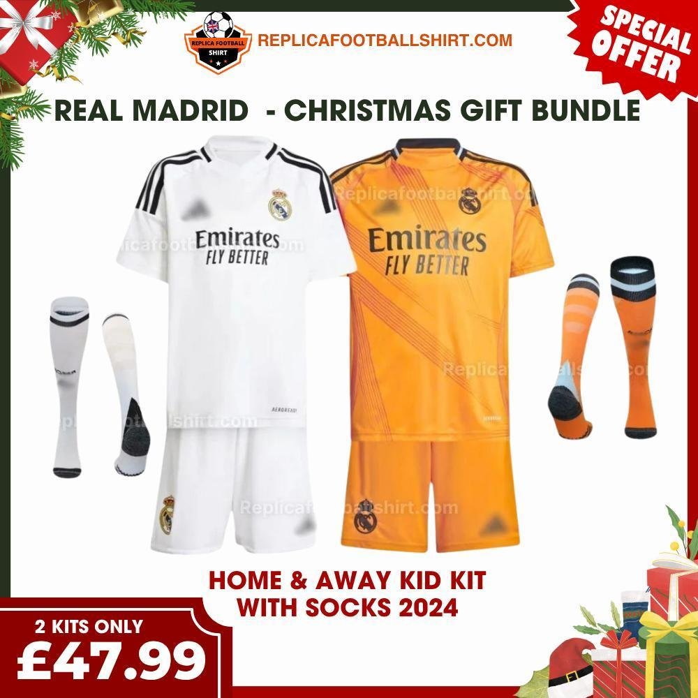 RFS Real Madrid FC 2024_25 Christmas Gift Bundle – Home & Away Replica Football Kit
