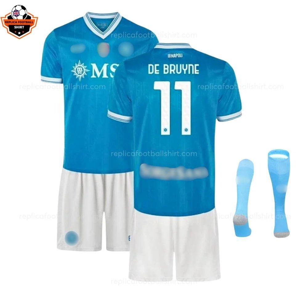 SSC Napoli Home Adult Replica Football Kit 2025/26 DE BRUYNE 11 Printed - Over view - Blur