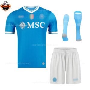 SSC Napoli Home Kid Replica Football Kit 2025/26 - Front view - Blur