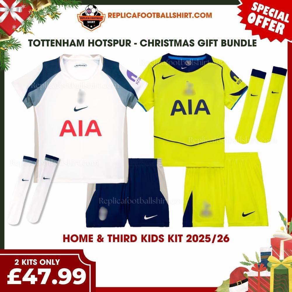 RFS Tottenham Hotspur Christmas Gift Bundle – Home & Third Replica Football Kit 2025_26