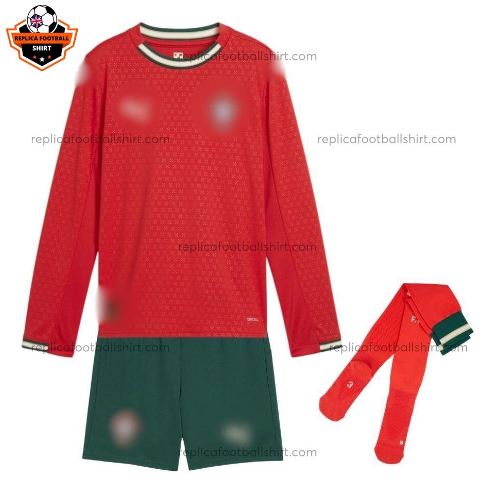 Portugal Home Kid Replica Football Kit 2025/26 Long Sleeve - Front view