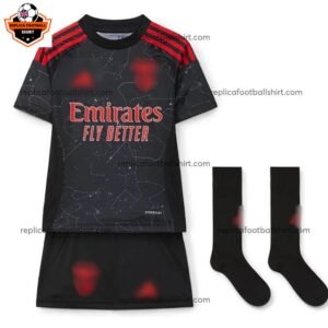 RC Lens Away Kid Replica Football Kit 2024/25 - Front view - Blur