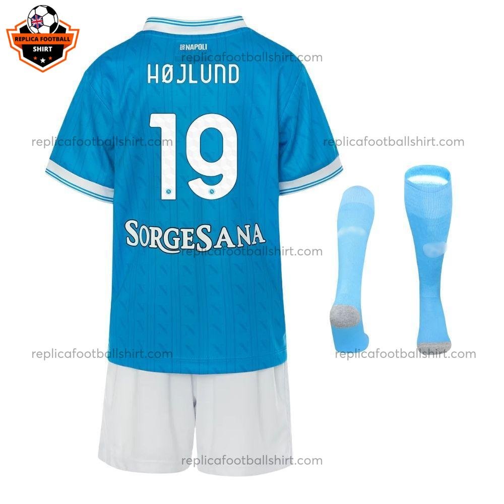 SSC Napoli Home Kid Replica Kit 25/26 HØJLUND 19 - Back view