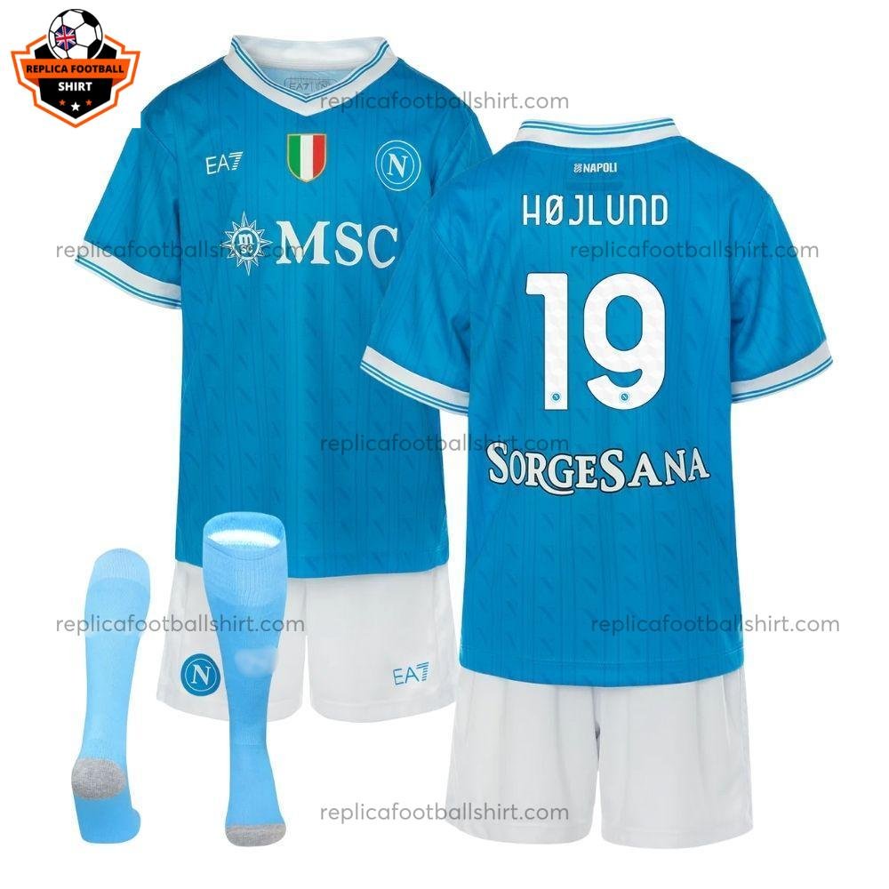 SSC Napoli Home Kid Replica Kit 25/26 HØJLUND 19 - Over view
