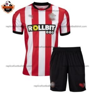 Southampton Home Kid Replica Football Kit 2024/25 - Front view - Blur