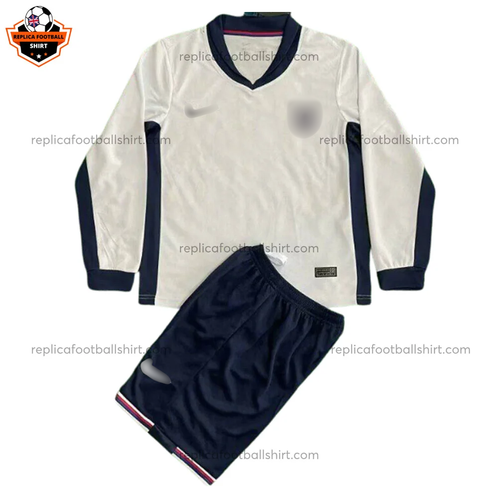 England Home Kid Replica Football Kit 2024/25 Long Sleeve - Front view - Blur