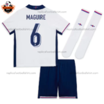 England Home Kid Replica Football Kit 2024 MAGUIRE 6 Printed
