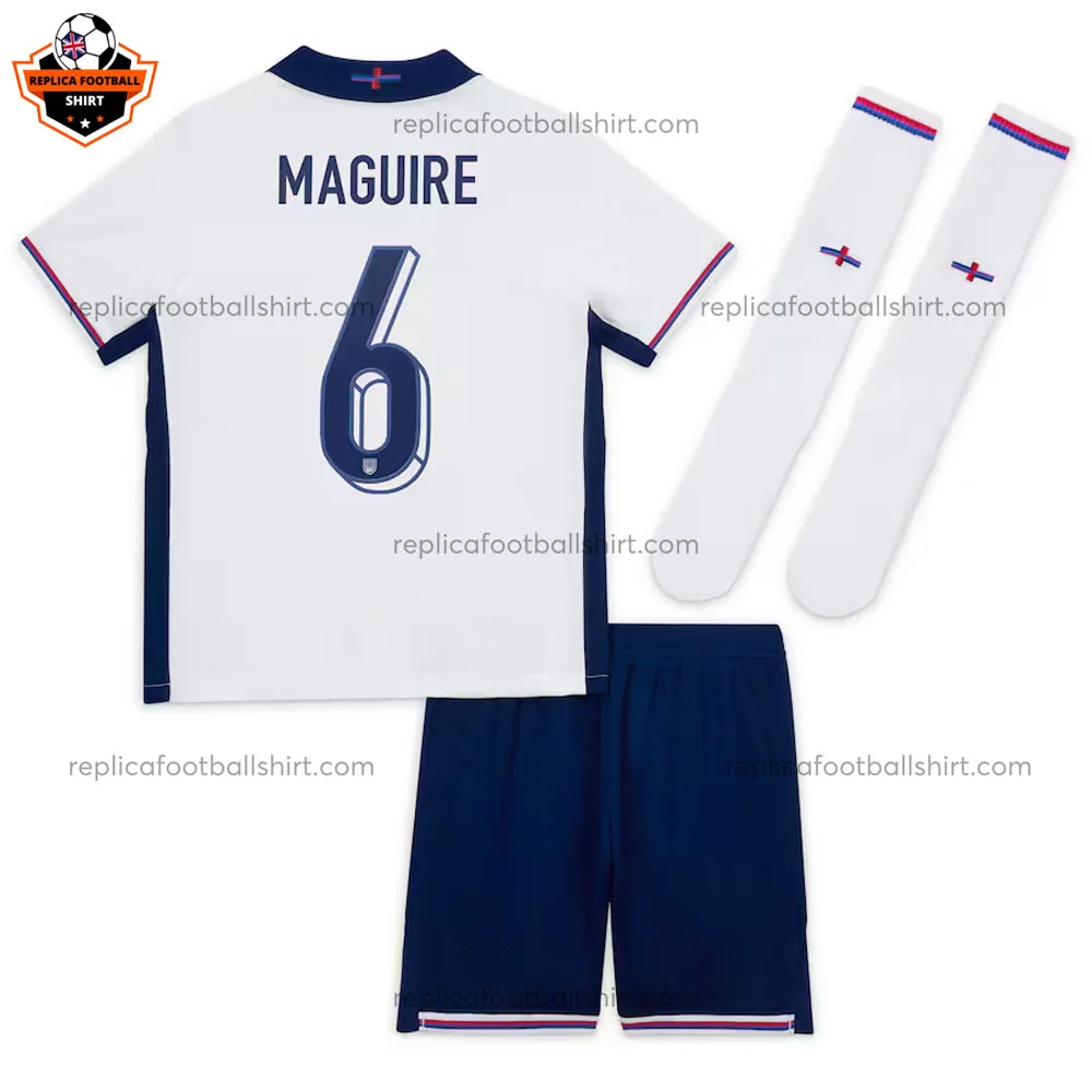 England Home Kid Replica Football Kit 2024 MAGUIRE 6 Printed - Back view - Blur