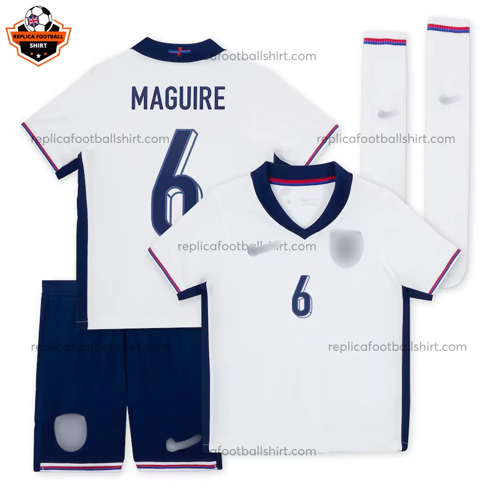 England Home Kid Replica Football Kit 2024 MAGUIRE 6 Printed - Over view - Blur