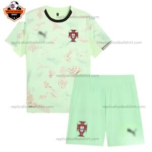 Portugal Green Away Kid Replica Football Kit 2025/26 - Front view - Blur