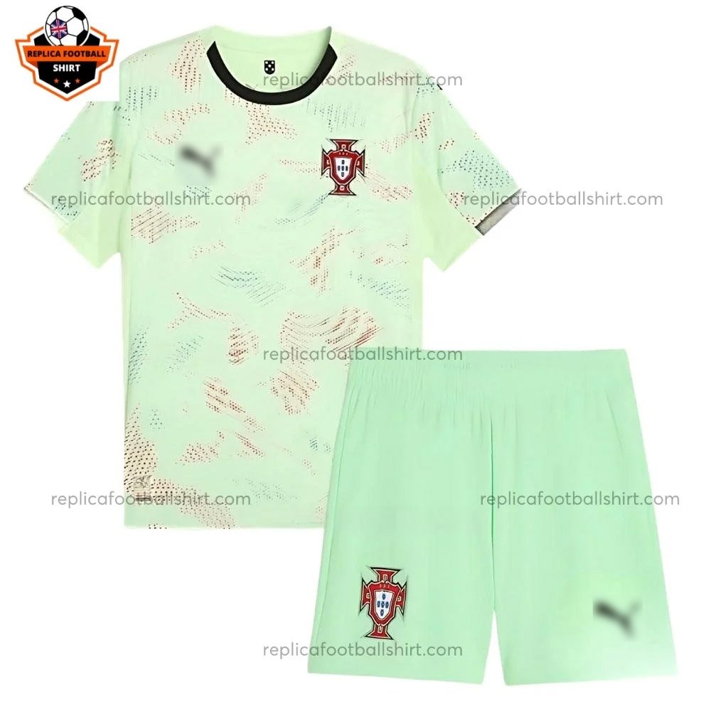 Portugal Green Away Kid Replica Football Kit 2025/26 - Front view - Blur