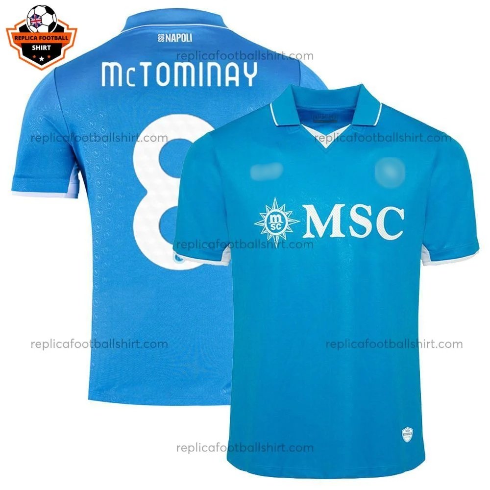 SSC Napoli Home Adult Replica Football Shirt 2024/25 McTOMINAY 8 Printed - Over view - Blur