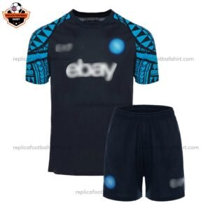 SSC Napoli Navy Pre-Match Training Kid Replica Football Kit 2023/24 - Front view - Blur