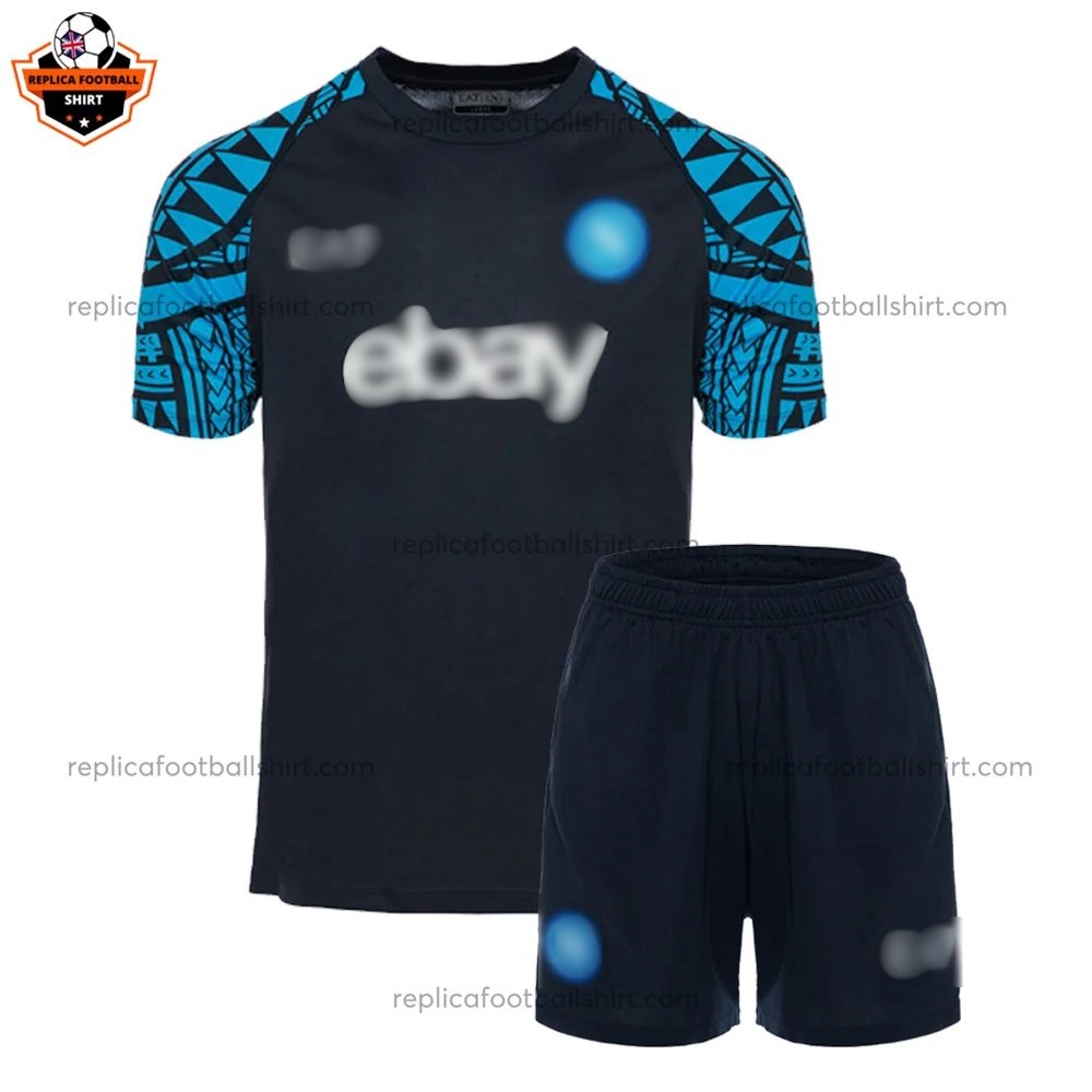 SSC Napoli Navy Pre-Match Training Kid Replica Football Kit 2023/24 - Front view - Blur