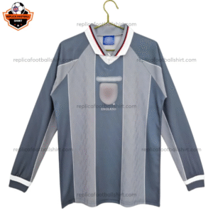 Retro England Away Replica Football Shirt 1996 Long Sleeve - Front view - Blur