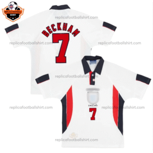 Retro England BECKHAM 7 Home Replica Football Shirt 1998 - Over view - Blur